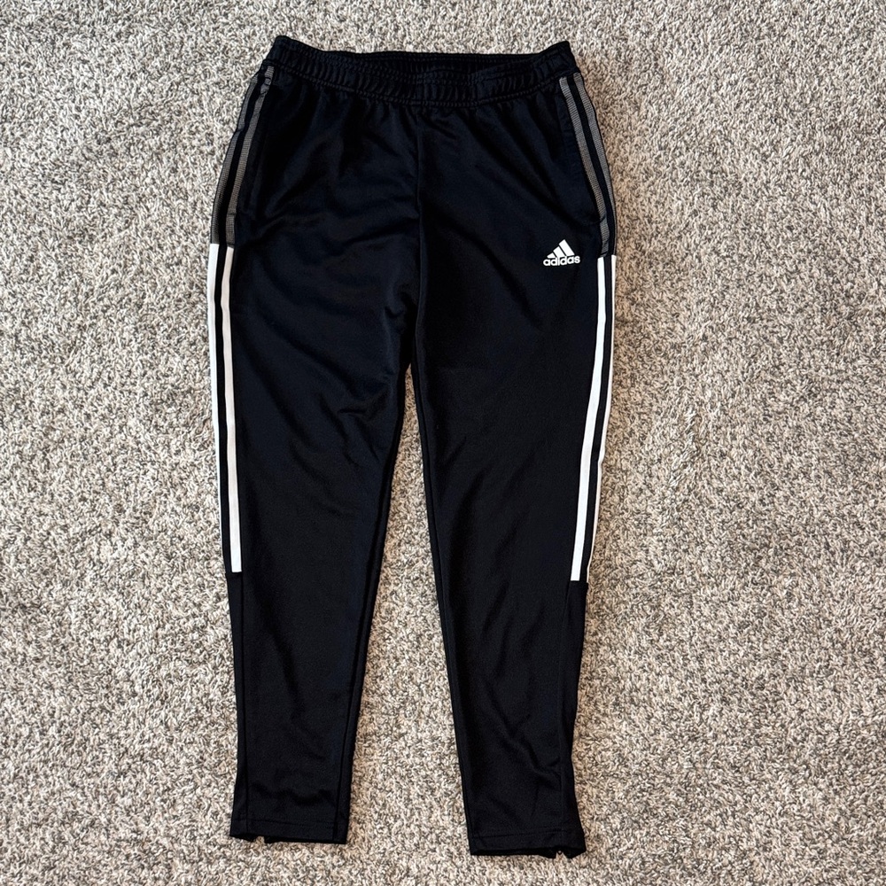 adidas Black Jogger Sweatpants with White Side Stripes